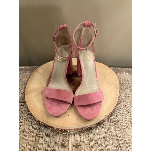 Sam Edelman‎ Womens Yaro Ankle Strap Pink Rose Suede Block Heel Sandal Sz-9 - Picture 7 of 11
